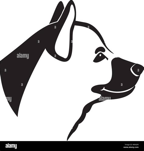 dog head vector illustration profile side black Stock Vector Image ...