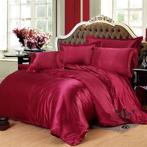 100% Pure Satin Silk Bedding Set King Size Bed Set Luxury Bedclothes ...