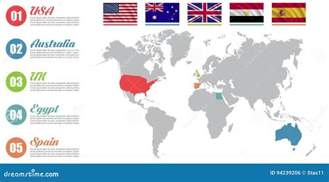 Infographic For Spain, Detailed Map Of Spain With Flag Cartoon Vector ...