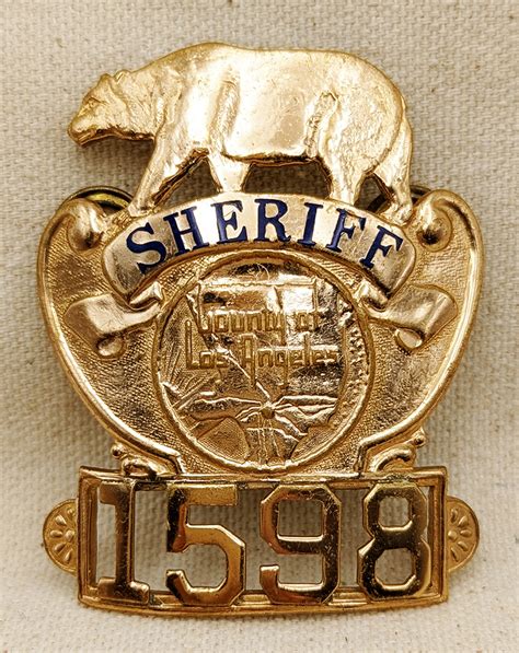 Beautiful Example of the M 1948 Los Angeles Co CA Deputy Sheriff Hat Badge #1598 by Entenmann ...