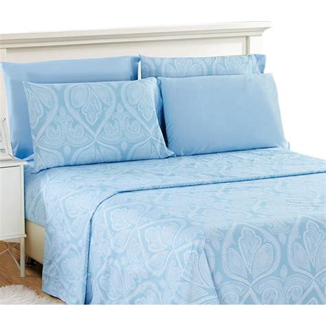 Paisley Printed Microfiber King Size Bed Sheets, Blue King Deep Pocket ...