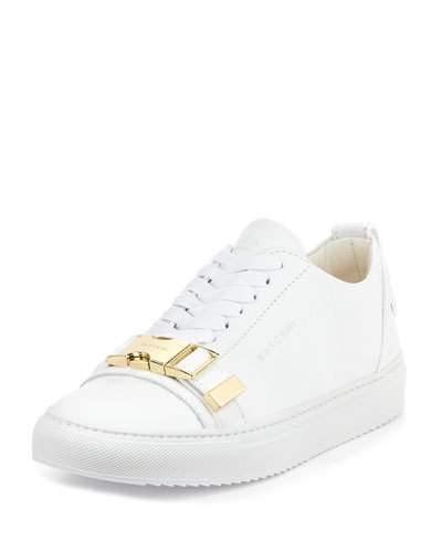 Buscemi Belted-toe Leather Tennis Sneaker, White | ModeSens