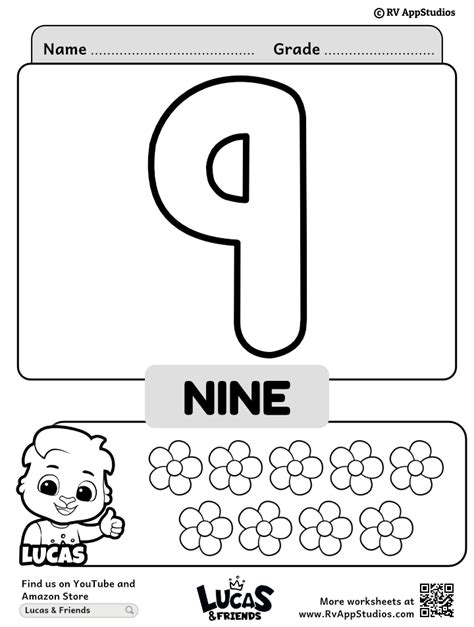 Number 9 Coloring sheet | Color 9 Number Printable Worksheet