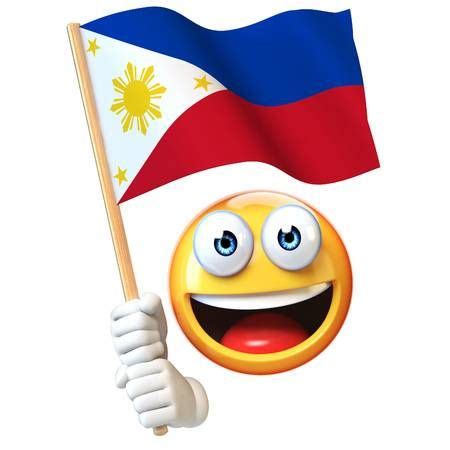 a smiley face holding a philippines flag