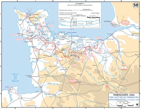 Map of WWII: Normandy June 13-30, 1944