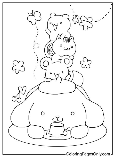 Pompompurin with Friends Coloring Page - Free Printable Coloring Pages