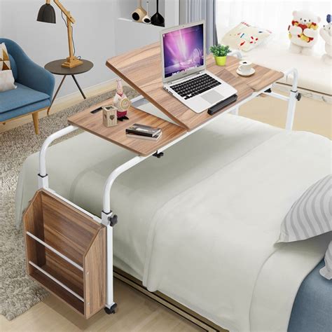 EBTOOLS Overbed Desk with Wheels, Height Adjustable Laptop Cart Mobile ...