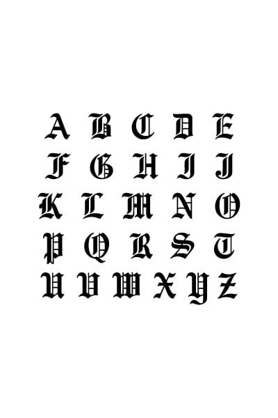 Free Printable Alphabet Letters: Old English Calligraphy Letters