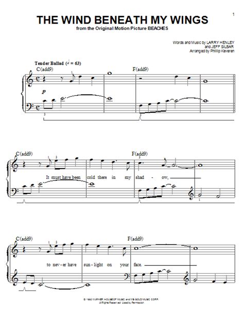 The Wind Beneath My Wings | Sheet Music Direct