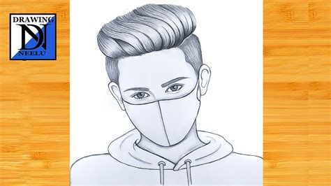 How to draw a Boy wearing Mask -Drawing easy || Pencil sketch for beginner || boy drawing ...