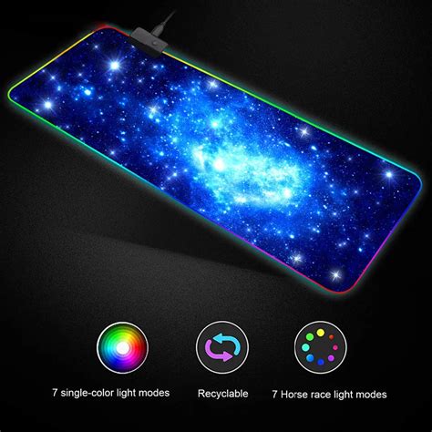 Besegad 31 x 12 Inch Large RGB Mousepad LED Colorful Lighting USB Wired ...