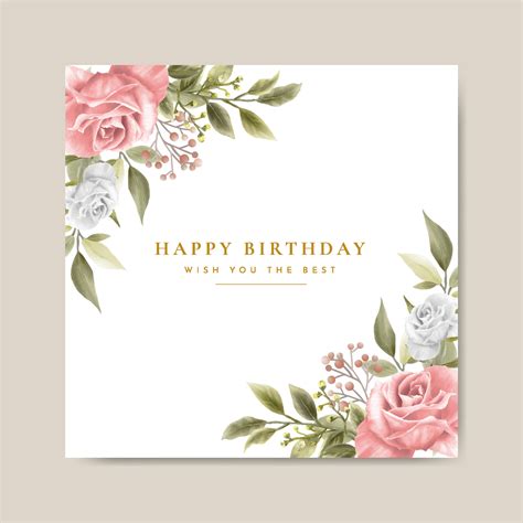 Floral Birthday Card Template 9418465 Vector Art at Vecteezy