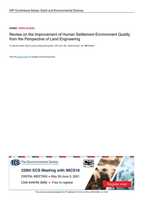 (PDF) Review on the Improvement of Human Settlement Environment Quality ...