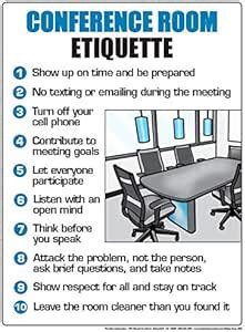 Amazon.com: Conference Room Etiquette Poster 12" x 16" Laminated : Office Products