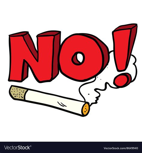 Cartoon no smoking cigarette sign Royalty Free Vector Image