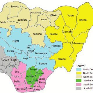 Map of Nigeria showing the 36 states and Federal Capital Territory... | Download Scientific Diagram