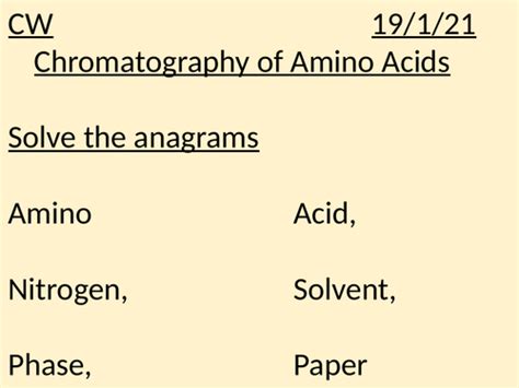 Amino Acid Chromatography | Teaching Resources