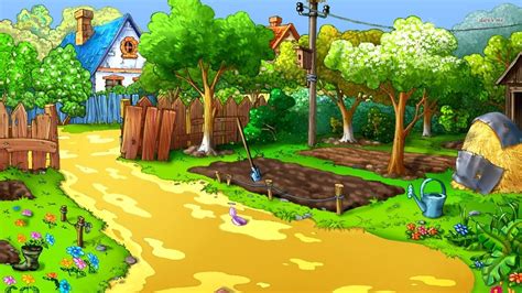 Cartoon farm HD wallpaper | Farm cartoon, Red background images, Landscape background