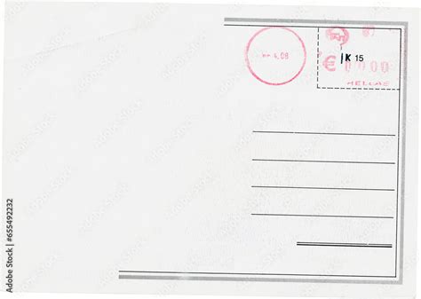 Blank white postcard back with address lines and stamp area isolated in high resolution Stock ...