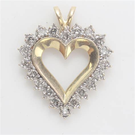 14kt Gold 6.81g Heart Shaped Pendant With Diamond Accents | Property Room