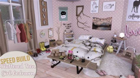 CLUTTERED TEEN GIRL BEDROOM + CC Links | The Sims 4 Speed Build - YouTube