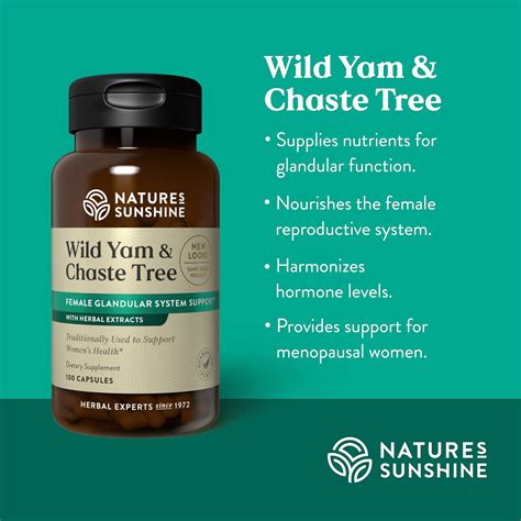 Nature's Sunshine Wild Yam & Chaste Tree Capsules - Hormonal Balance ...