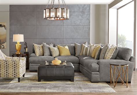 picture of Cindy Crawford Home Palm Springs Gray 3 Pc Sectional from Sectionals Furniture | Gold ...