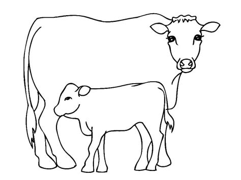 Cow and Calf 2 Coloring Page - Free Printable Coloring Pages for Kids