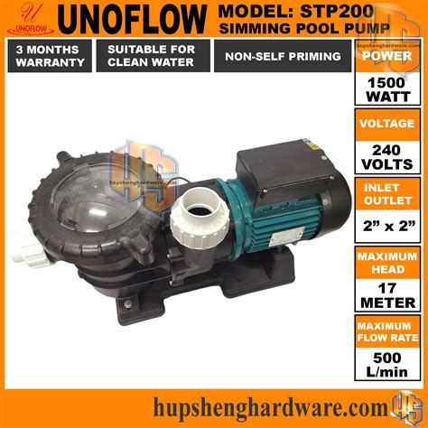 Unoflow STP200 Swimming Pool Pump, 2HP, 18mH, 520L/min