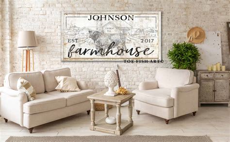 Farmhouse Personalized Sign with Family Name, Established Date, City & State - ToeFishArt