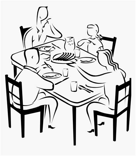 Winsome Dinner Table Clipart Black And White 4 14552154 - Family Dinner Drawing Easy, HD Png ...