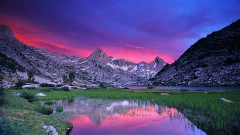 Pink Sunset In The Lake Mountain HD desktop wallpaper : Widescreen ...