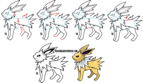 How to Draw Jolteon from Pokemon in Easy Step by Step Drawing Tutorial ...