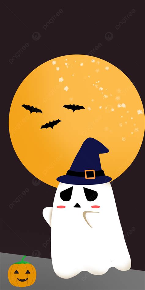 Halloween Ghost Cartoon Cute Wallpaper Background, Phone Wallpaper, Halloween, Wallpaper ...