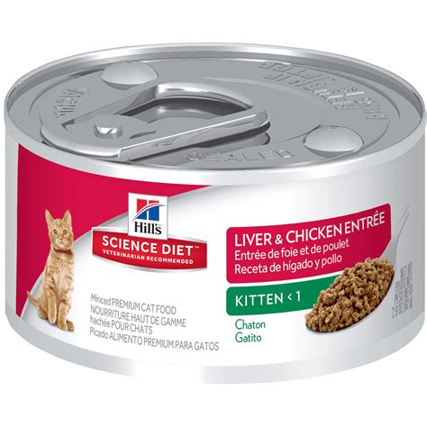 Hill's Science Diet Kitten Canned Cat Food, Liver & Chicken Entrée, 2.9 oz, 24 Pack wet cat food ...