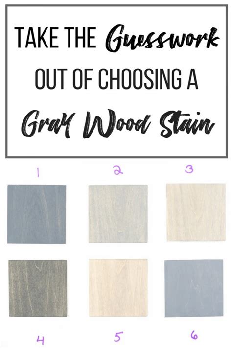 6 Grey Wood Stain Colors on 5 Different Wood Species