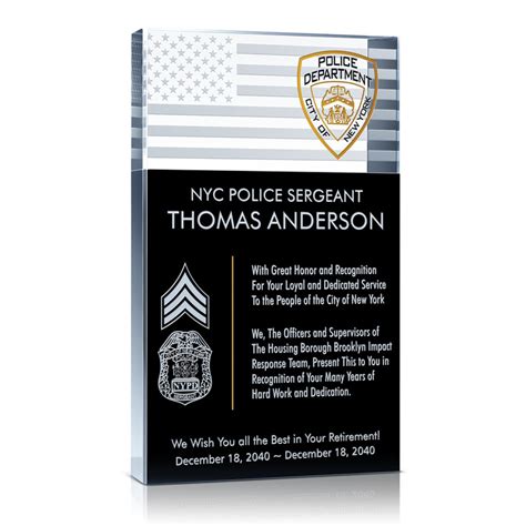 Police Sergeant Retirement Plaque