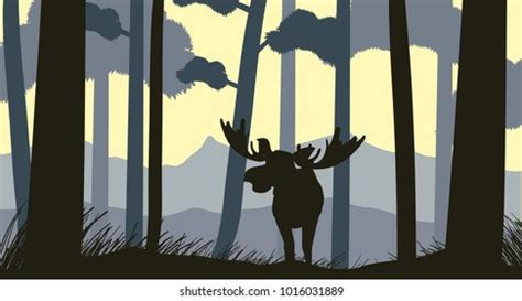 Silhouette Scene Moose Forest Illustration Stock Vector (Royalty Free) 1016031889 | Shutterstock