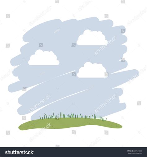 Watercolor Landscape Silhouette Sky Clouds Grass Stock Vector (Royalty Free) 637537063 ...