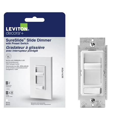 Leviton SureSlide Universal Slide Dimmer with Preset in White | The Home Depot Canada