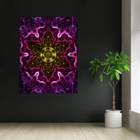 UV Blacklight Mandala Tapestry - Shining Star by Glowtronics