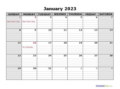 2023 Printable Landscape Monthly Calendar - Free Printable Templates