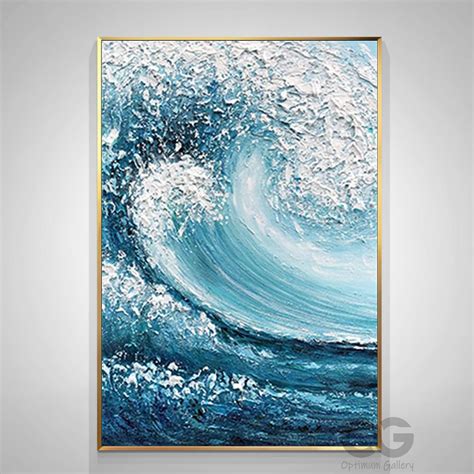 Texture Blue Wave Acrylic Painting Framed Ocean Wave Painting | Etsy