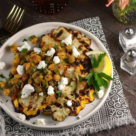 Grilled Pattypan Squash with Spiced Chickpeas in 2021 | Pattypan squash ...