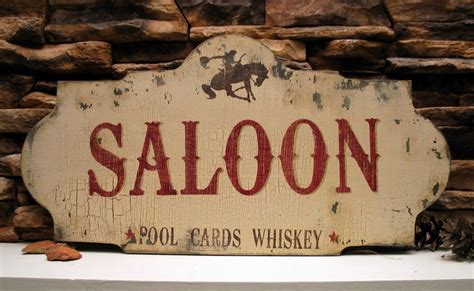 SALOON BAR pool cards whiskey cowboy western vintage