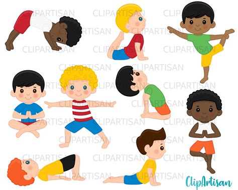 Yoga Clip Art Yoga Boys Yoga Kids Clipart Yoga Children | Etsy