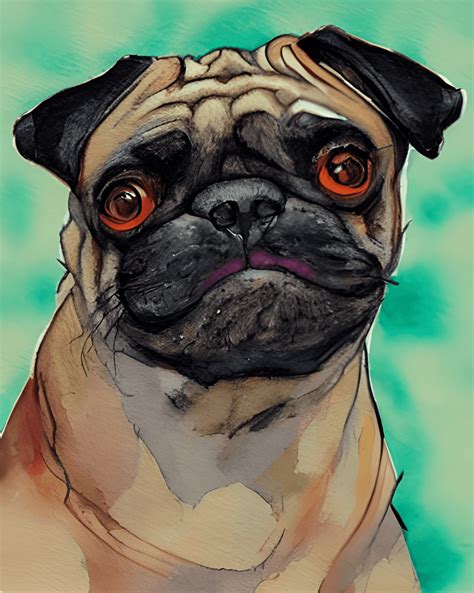 Pug Dog Watercolor Graphic · Creative Fabrica