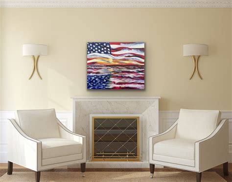 American Flag, American Flag Painting, Usa Art, American Flag Art, Original Painting, Red White ...