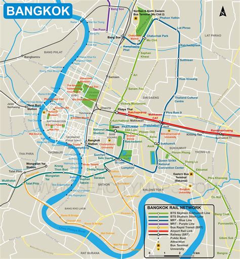 Bangkok city center map - Map of bangkok city center (Thailand)