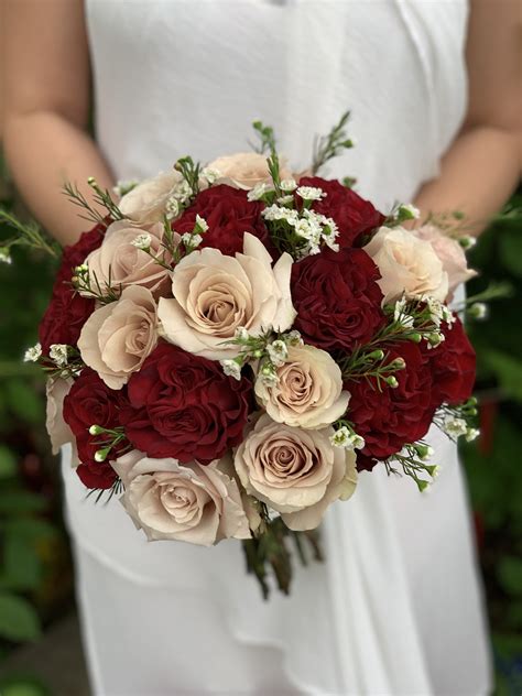 Champagne and Burgundy Bridal Bouquet – Fresno Florist | Signature Floral Designs | Fresno TX ...